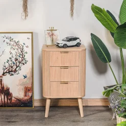 Nachtkastje met 3 laden van natuurlijk hout