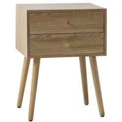 Nachtkastje met 2 laden van natuurlijk hout