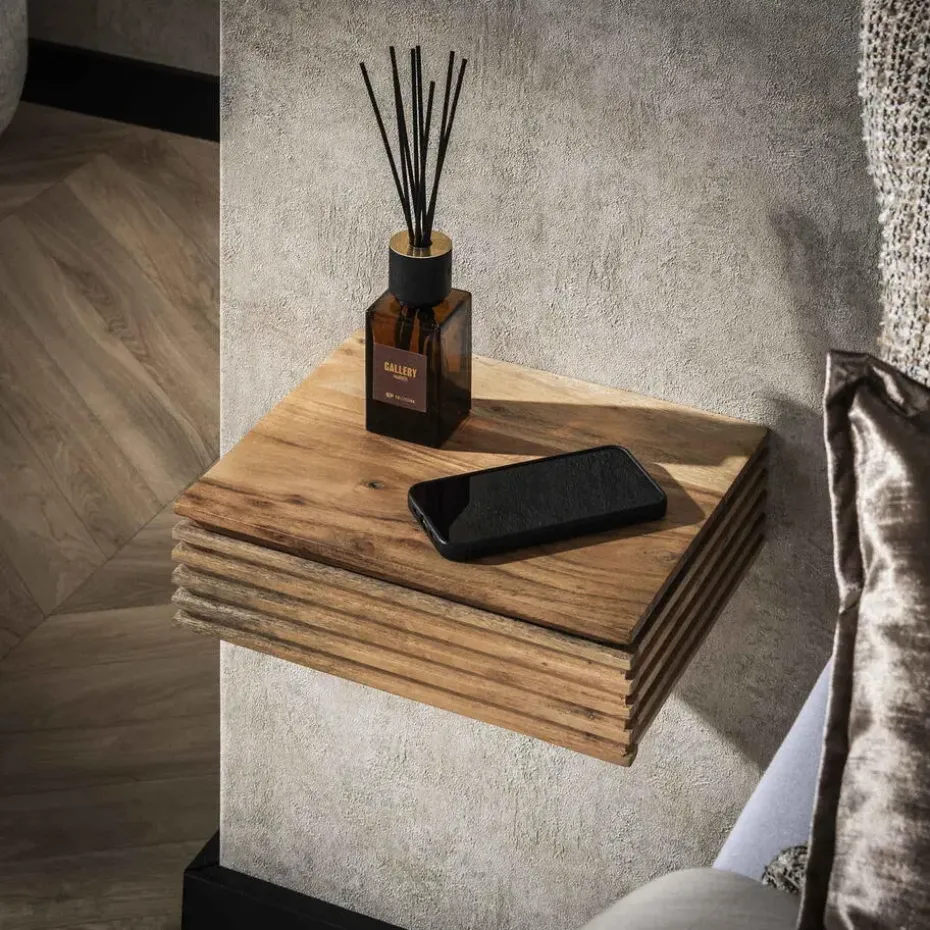 Nachtkastje Naturel Acaciahout - Set van 2 - 30x25x8cm