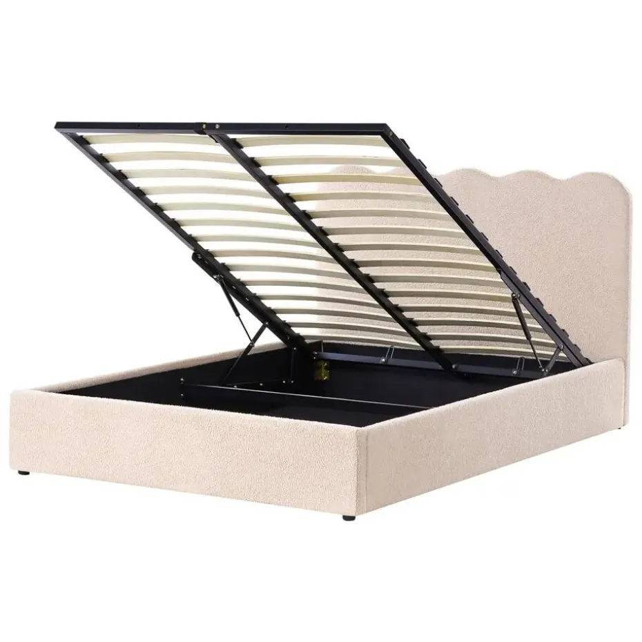 NANTERRE - Bed met opbergruimte - Beige - 140 x 200 cm - Bouclé