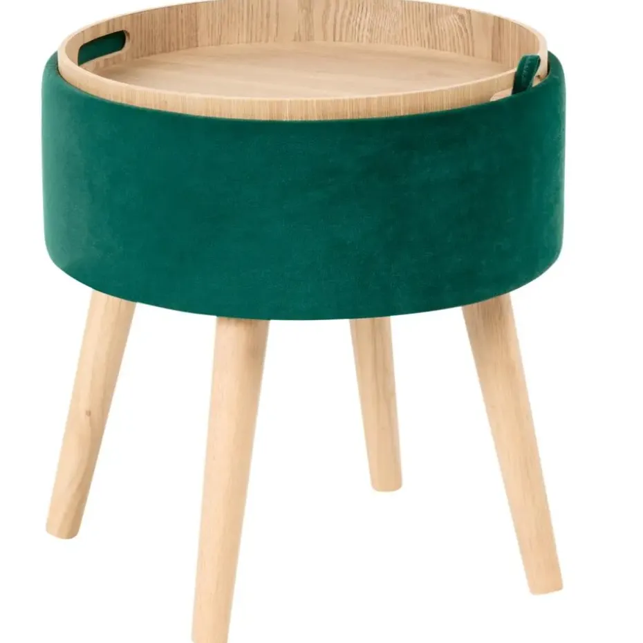 NEELY - Hocker met opbergruimte - Smaragdgroen - Fluweel