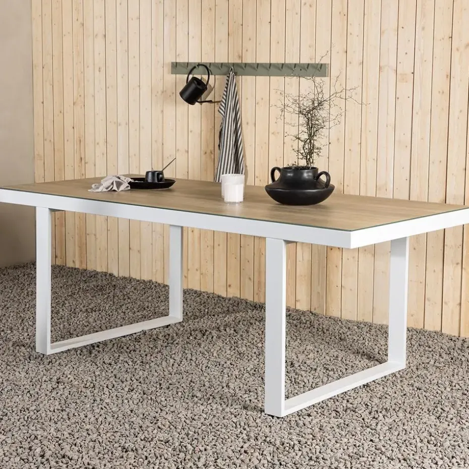 Nest outdoor Mathijs Tuintafel Aluminium Wit - met Glazen Tafelblad