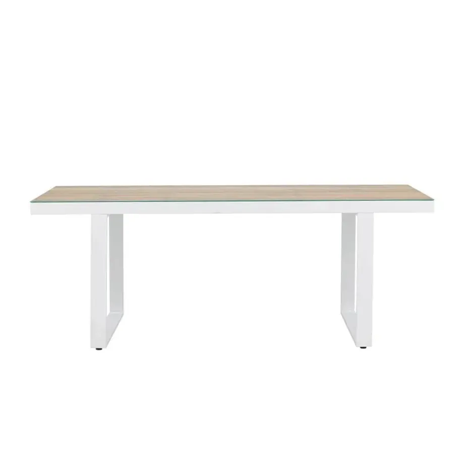 Nest outdoor Mathijs Tuintafel Aluminium Wit - met Glazen Tafelblad
