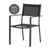 Nest outdoor Narda aluminium tuinstoel zwart - met armleuningen - set van 4
