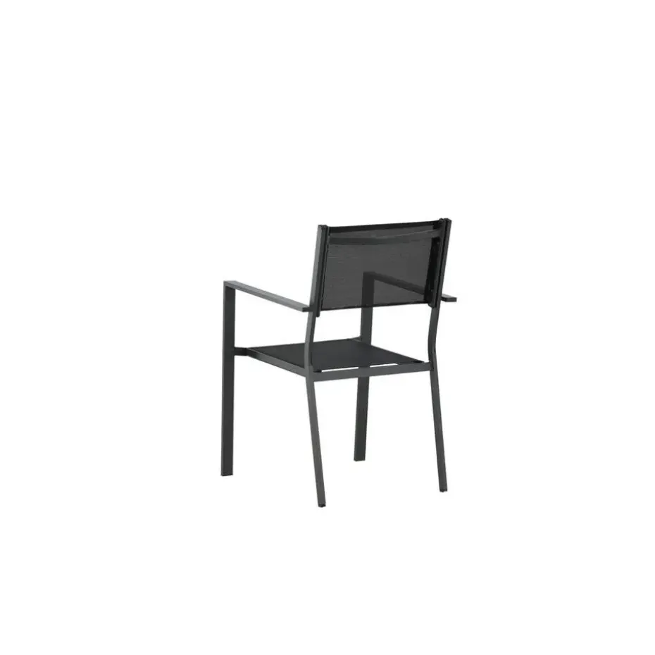 Nest outdoor Narda aluminium tuinstoel zwart - met armleuningen - set van 4