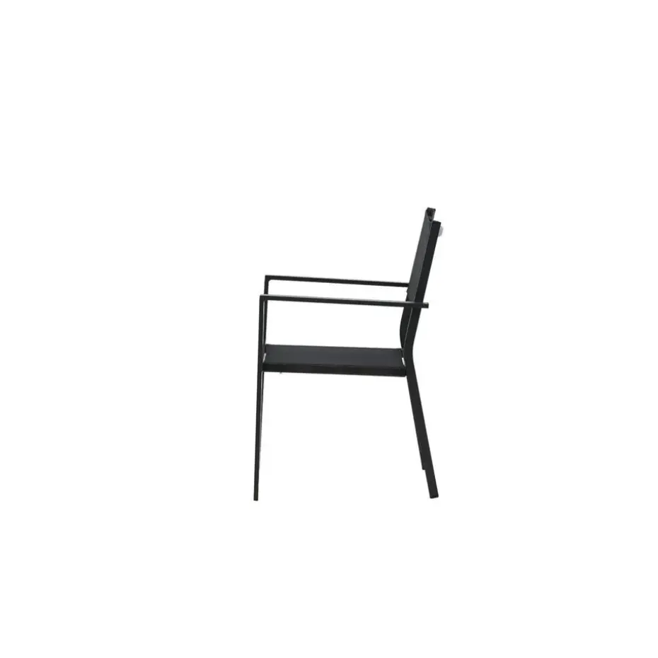 Nest outdoor Narda aluminium tuinstoel zwart - met armleuningen - set van 4