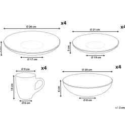 NETTLE - Servies set van 16 - Gebroken wit - Steengoed