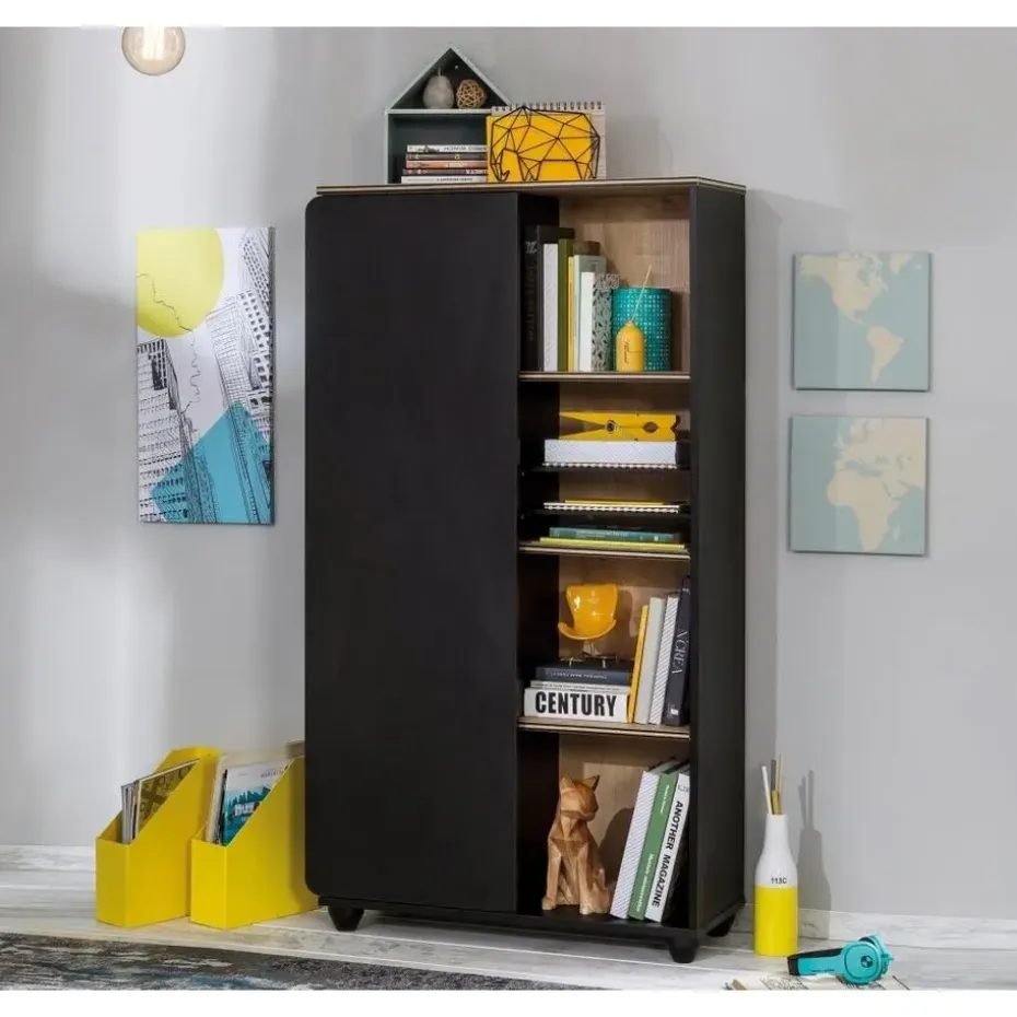 New York Compact boekenkast kast zwart tienerkamer