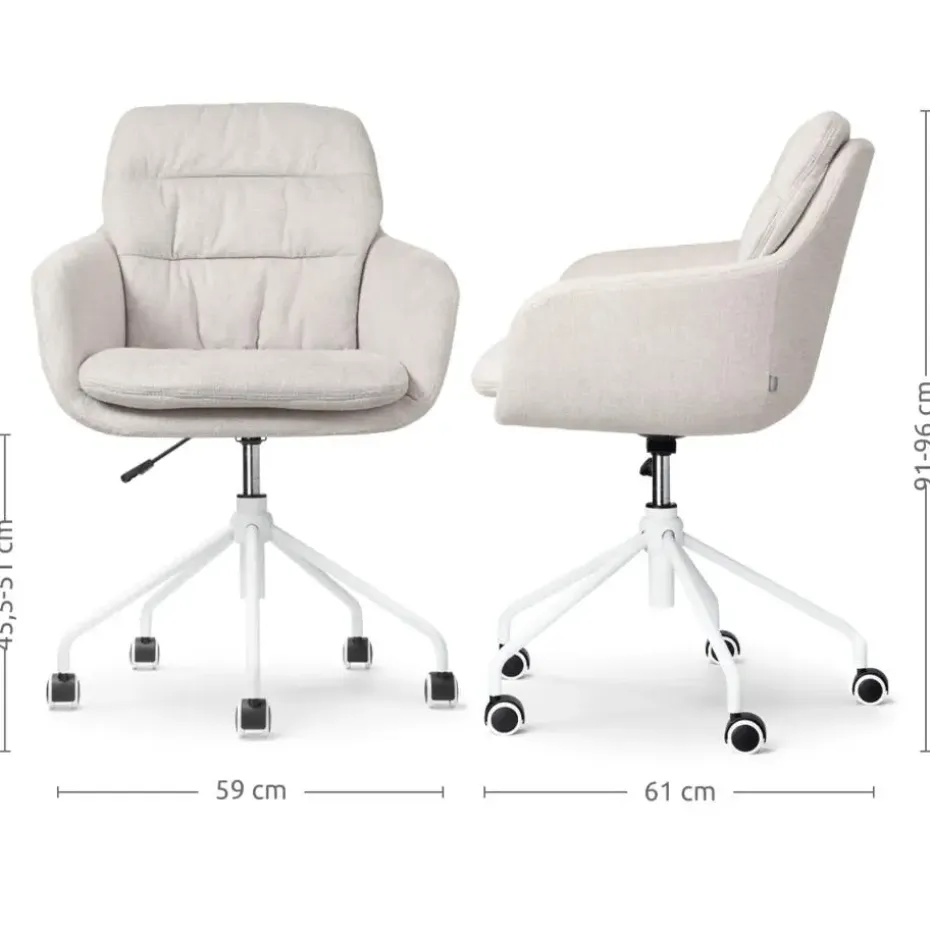 Nolon Nout-Mia Bureaustoel Beige - met Armleuning - Wit