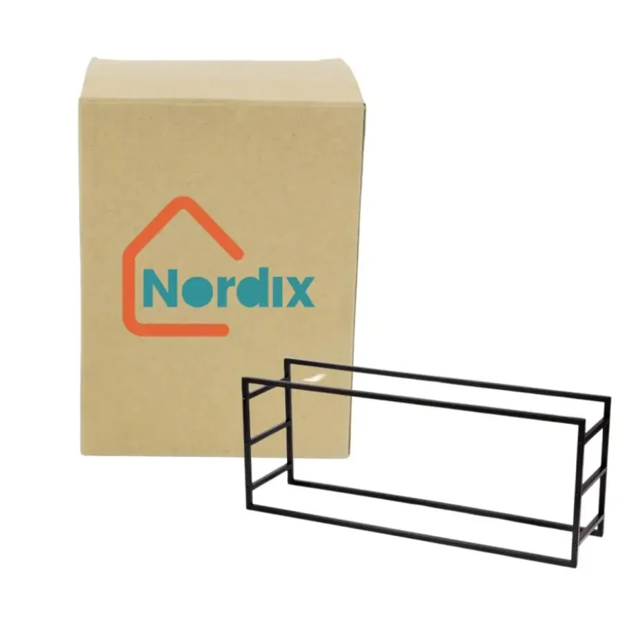 Nordix Houtrek Haardhout Opslag Binnen en Buiten Brandhout Rek Zwart 100x25x40cm