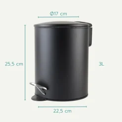 Nordix Pedaalemmer 3 Liter Badkamer Toilet Zwart Metaal