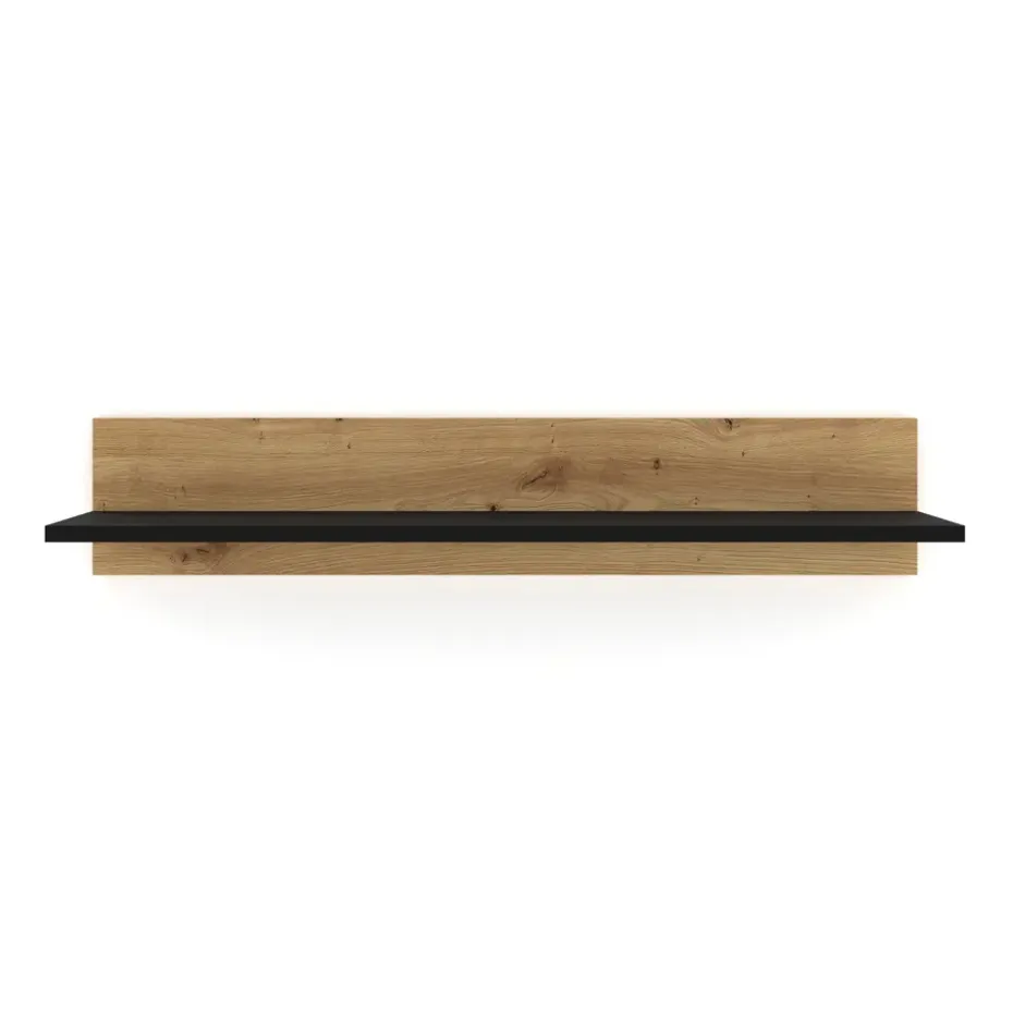 NUKA G wandplank 100 cm artisan eiken zwart mat