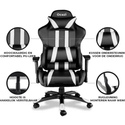 Ocazi Chicago Gaming stoel - Bureaustoel - Zwart/Wit