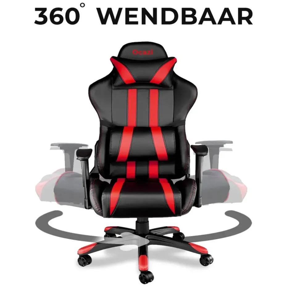 Ocazi Chicago Gaming stoel - Bureaustoel - Zwart/Rood