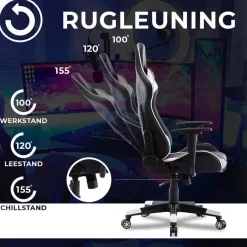 Ocazi New York Gaming stoel - Bureaustoel - Zwart/Wit
