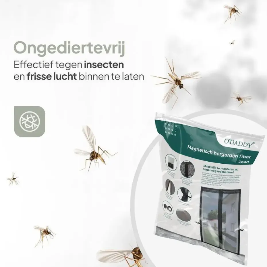 O'DADDY Deurgordijn Deluxe FIBER - Magnetisch Vliegengordijn 150x260 Zwart