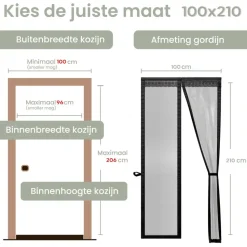 O'DADDY Deurgordijn Deluxe FIBER - Magnetisch Vliegengordijn 100x210 Zwart