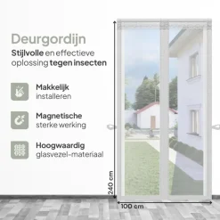 O'DADDY Deurgordijn Deluxe FIBER 100x240 - Magnetisch Vliegengordijn Wit