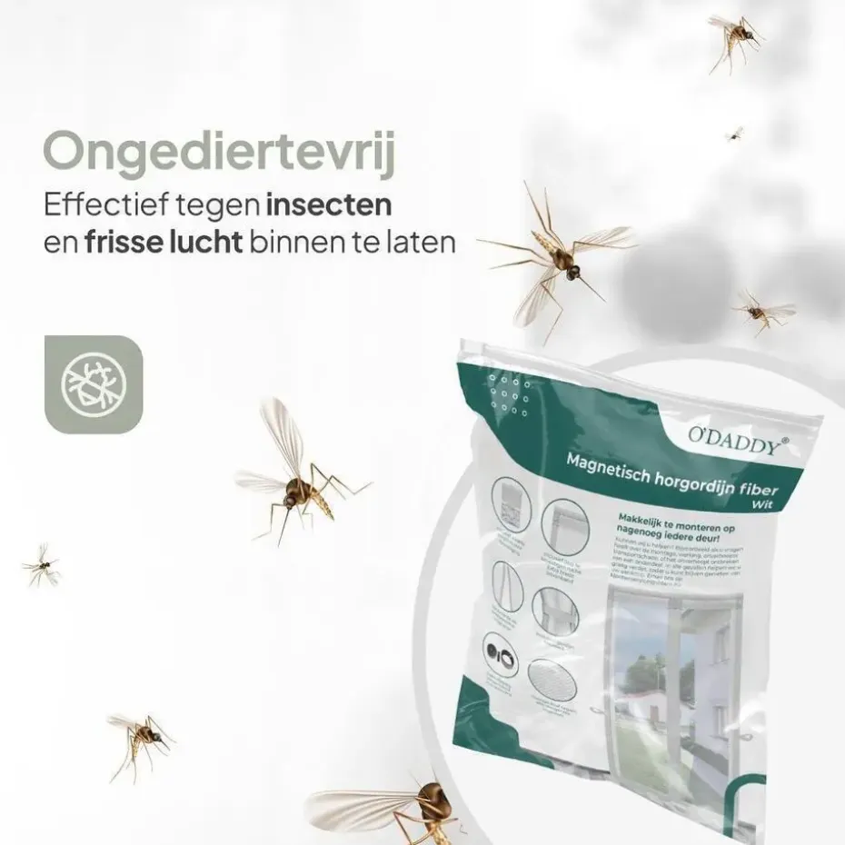O'DADDY Deurgordijn Deluxe FIBER 184x260 - Magnetisch Vliegengordijn Wit