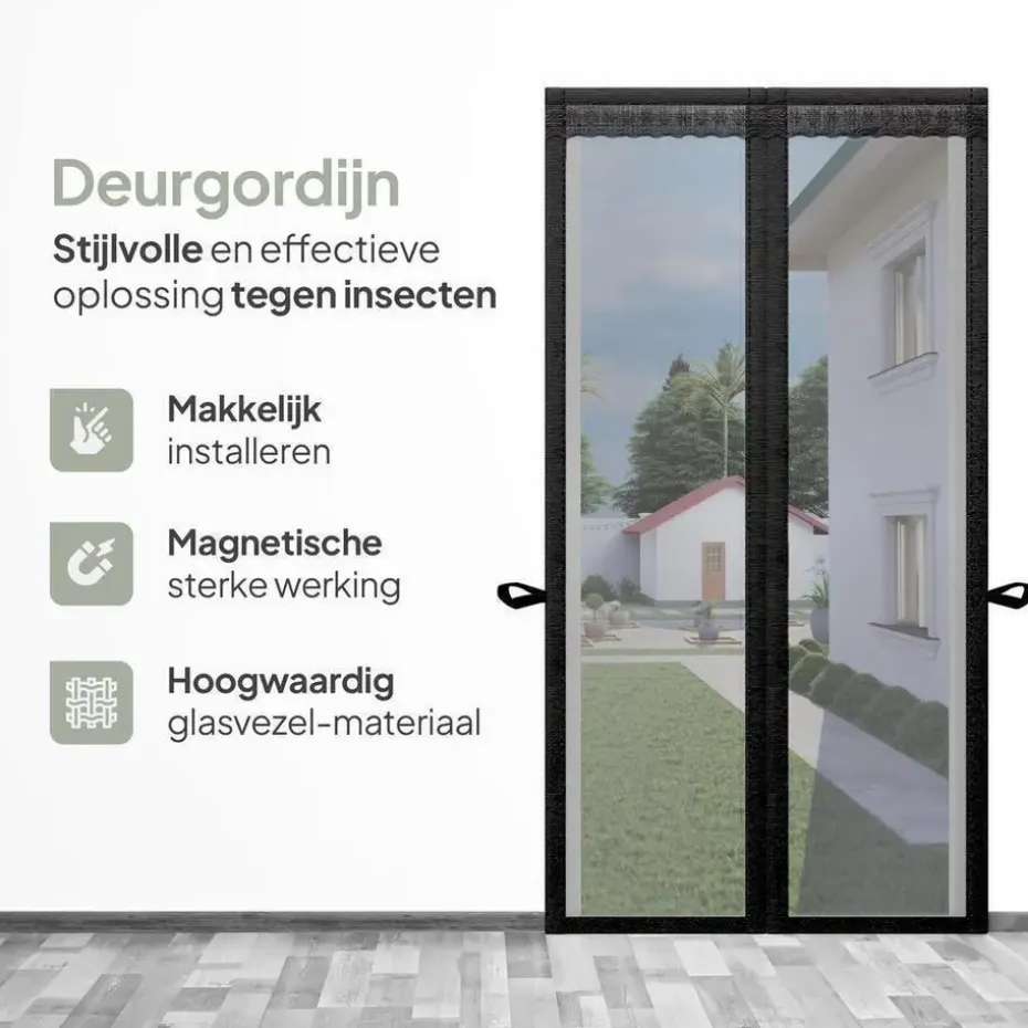 O'DADDY Deurgordijn Deluxe FIBER - Magnetisch Vliegengordijn 140x260 Zwart