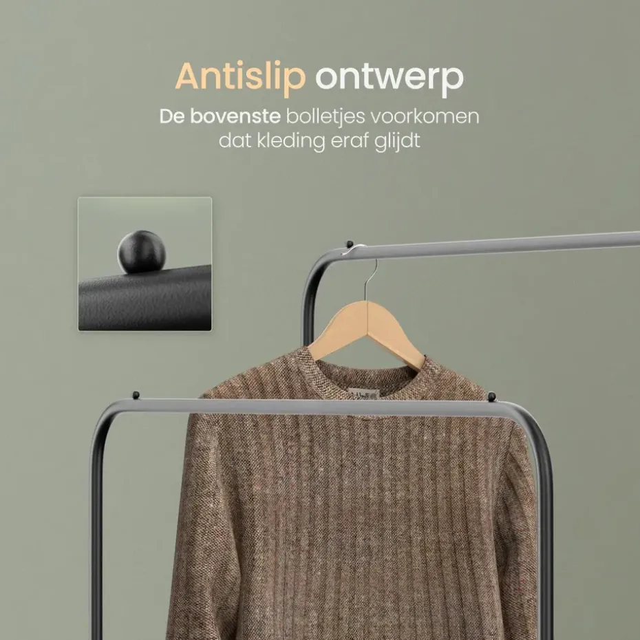 O'DADDY Dubbel Kledingrek Metaal Zwart met Schoenenrek 110x54x(130-150)cm