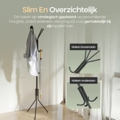 O'DADDY® Kapstok Staand - Opbergrek - 12 Haken - Vrijstaand Garderoberek