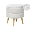 OKATON - Hocker met opbergruimte - Wit - Bouclé
