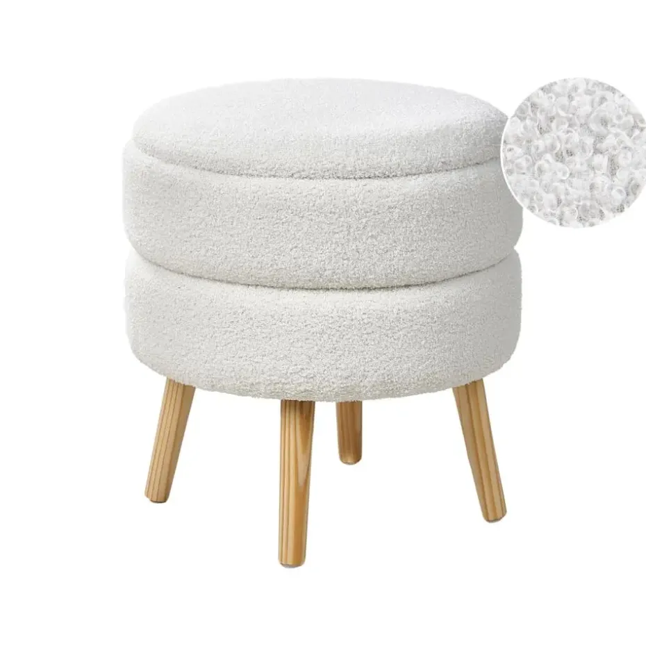 OKATON - Hocker met opbergruimte - Wit - Bouclé