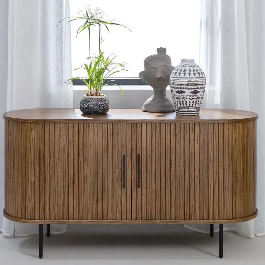 Olivine Lenn Sideboard Gerookt Eiken - Hout - Schuifdeuren - B 140 cm