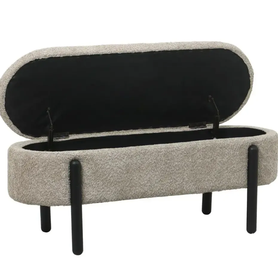 Opbergbank Stof Taupe - Met Opbergruimte - 108x41x48cm - Vieve