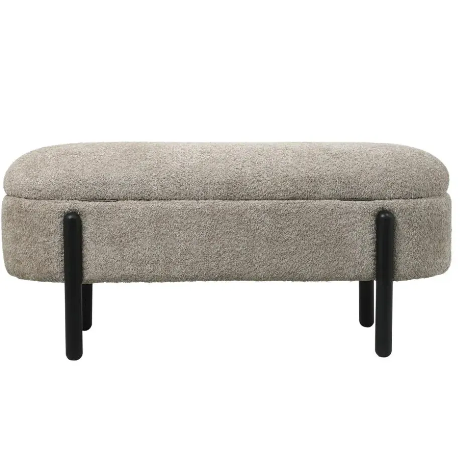 Opbergbank Stof Taupe - Met Opbergruimte - 108x41x48cm - Vieve