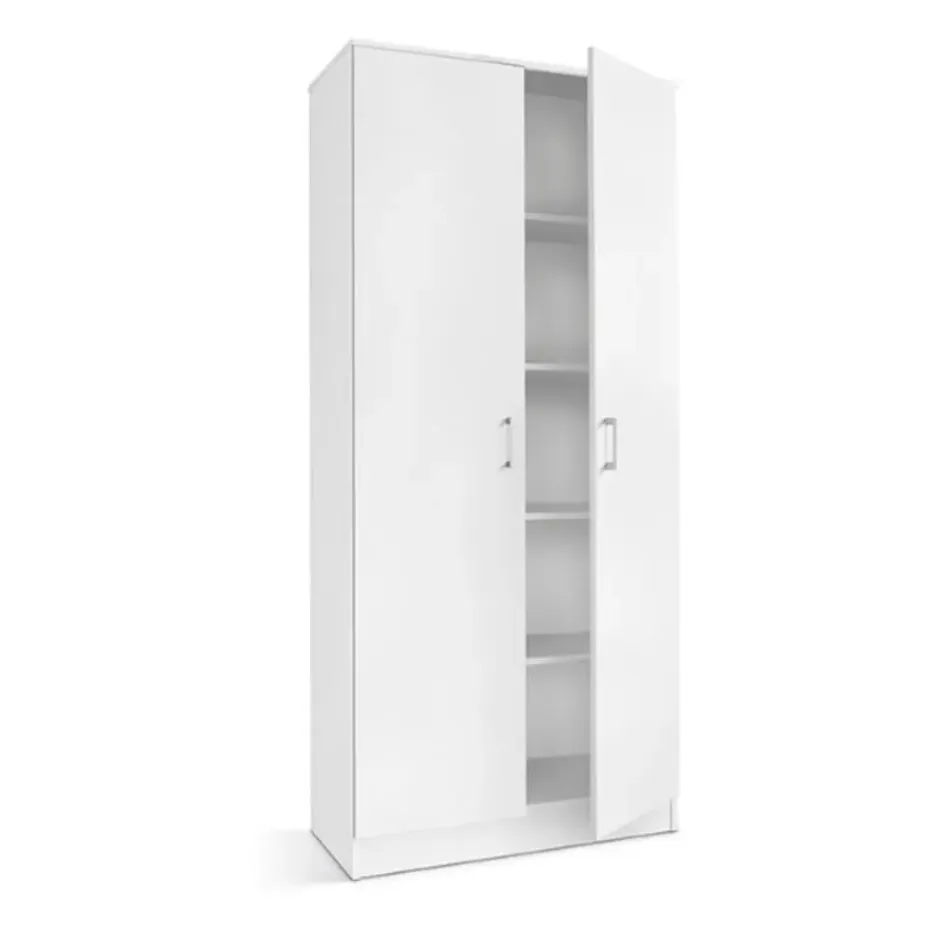 Opbergkast Ray 80cm met 2 deuren en 4 legplanken - wit