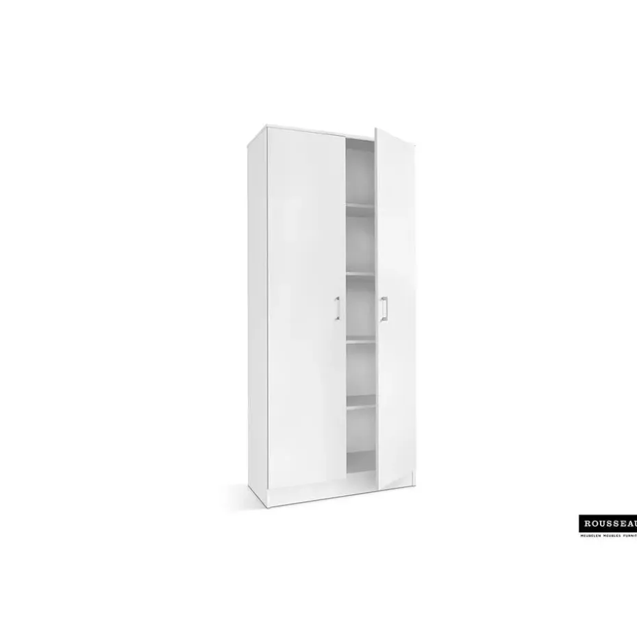 Opbergkast Ray 80cm met 2 deuren en 4 legplanken - wit