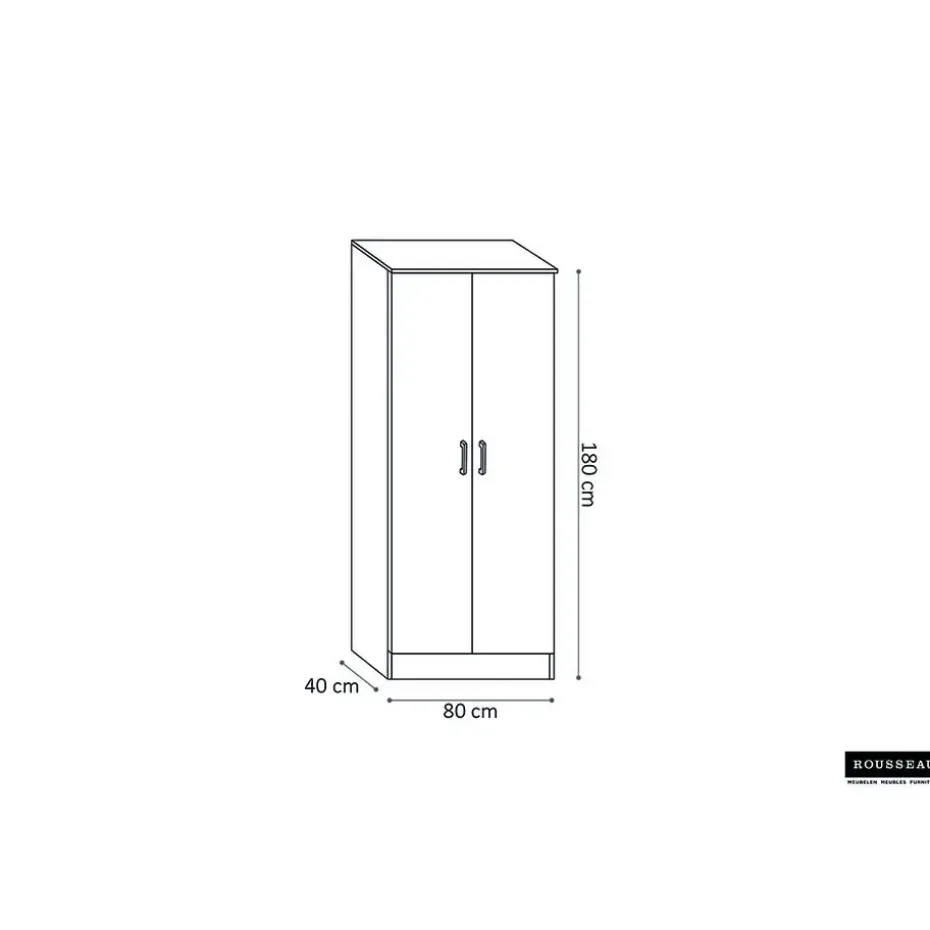 Opbergkast Ray 80cm met 2 deuren en 4 legplanken - wit