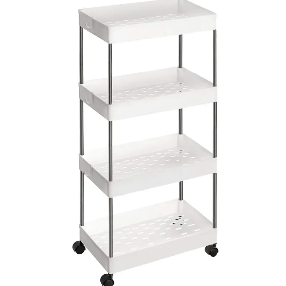 Opbergtrolley - 4 niveaus - 40x86x22 cm - wit