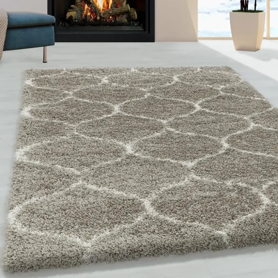 Opera Soft Shaggy Hoogpolig Vloerkleed Beige - 240x340 CM