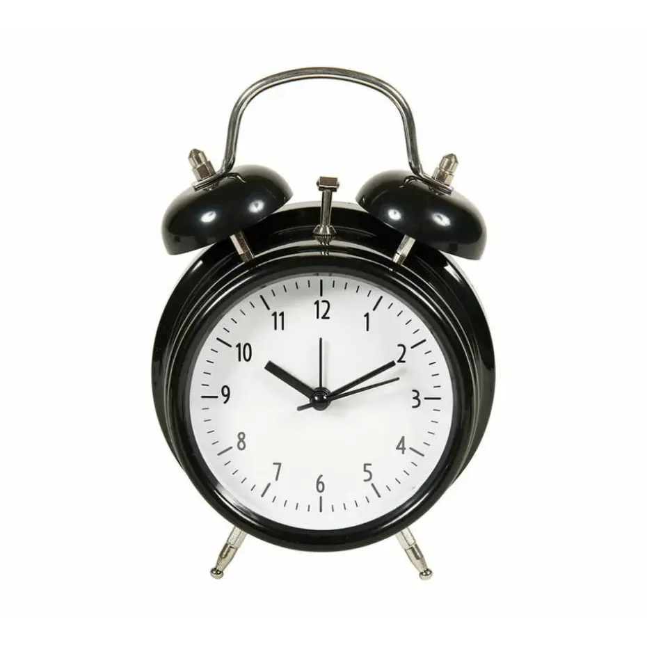 Ostaria Tafelklok en wekker Model Bells - zwart - 12 cm - metaal