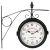 Ostaria Wandklok/muur klok - 21cm - Station klok - metaal - zwart