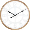 Ostaria Wandklok/muur klok - D40 cm - MDF - wit/bruin - kamer