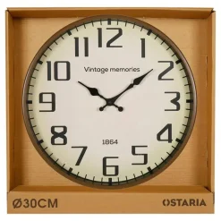 Ostaria Wandklok/muur klok - Vintage - Dia 30 cm - metaal - bruin