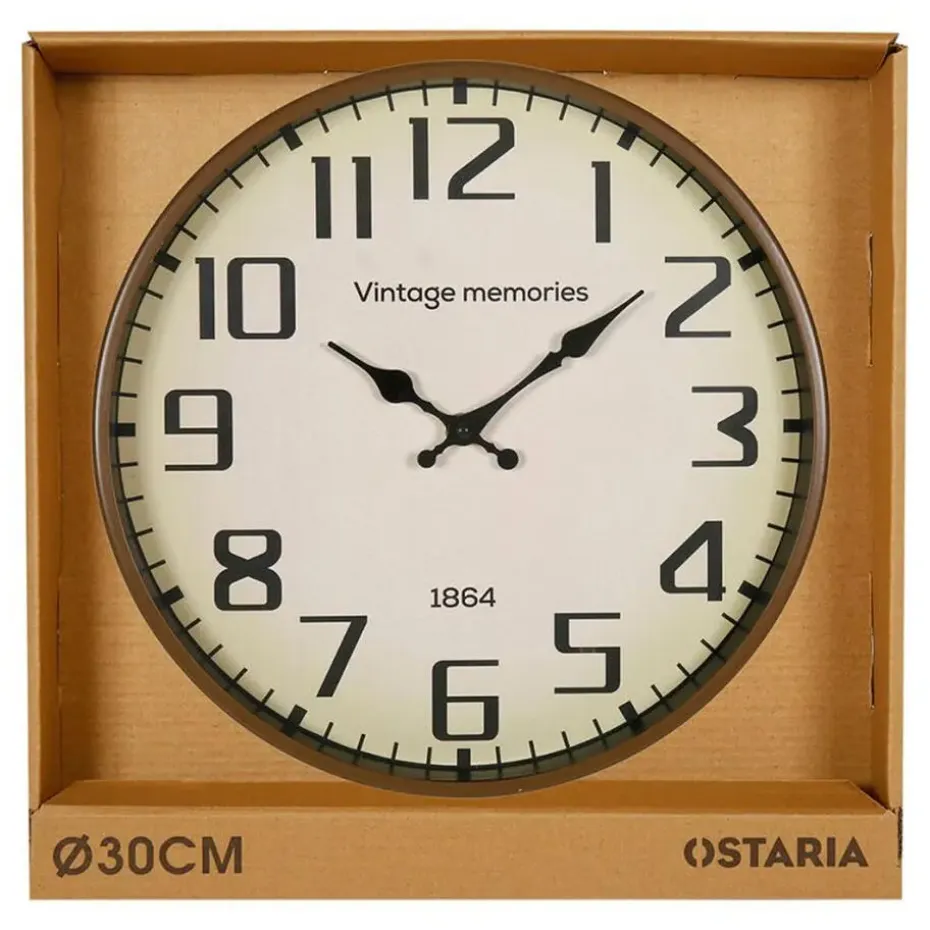Ostaria Wandklok/muur klok - Vintage - Dia 30 cm - metaal - bruin