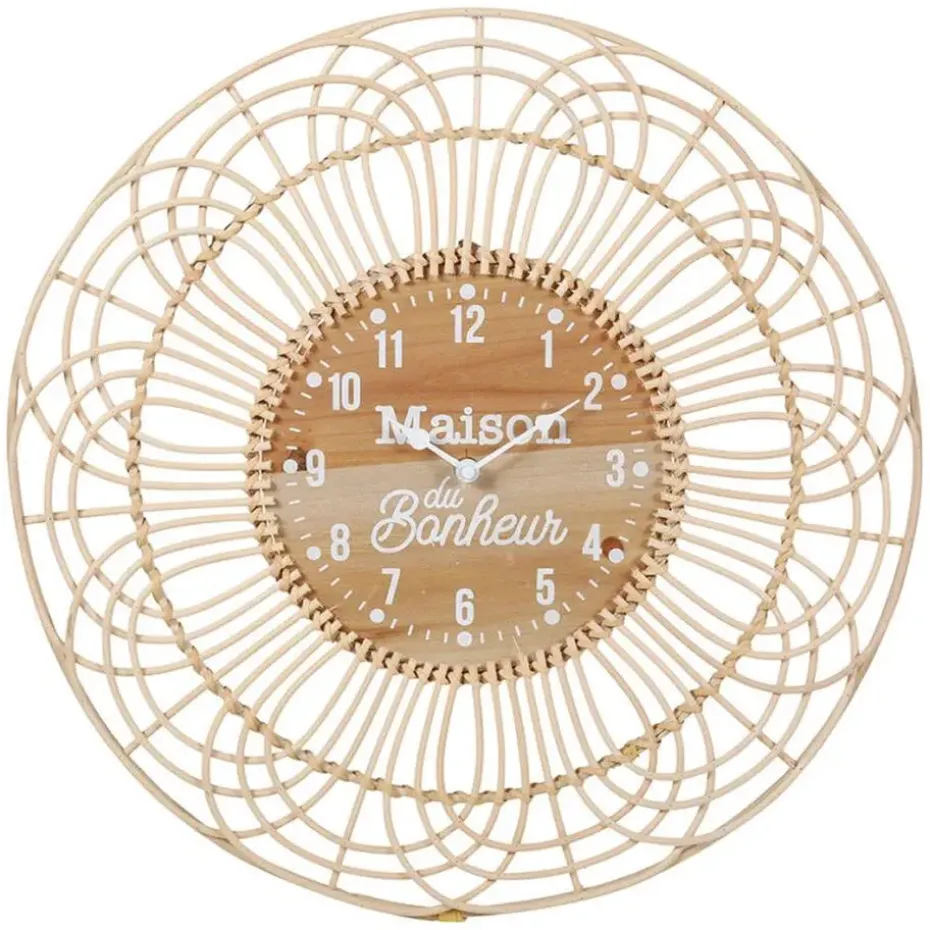 Ostaria Wandklok/muur klok - Ibiza stijl - D50 cm - naturel