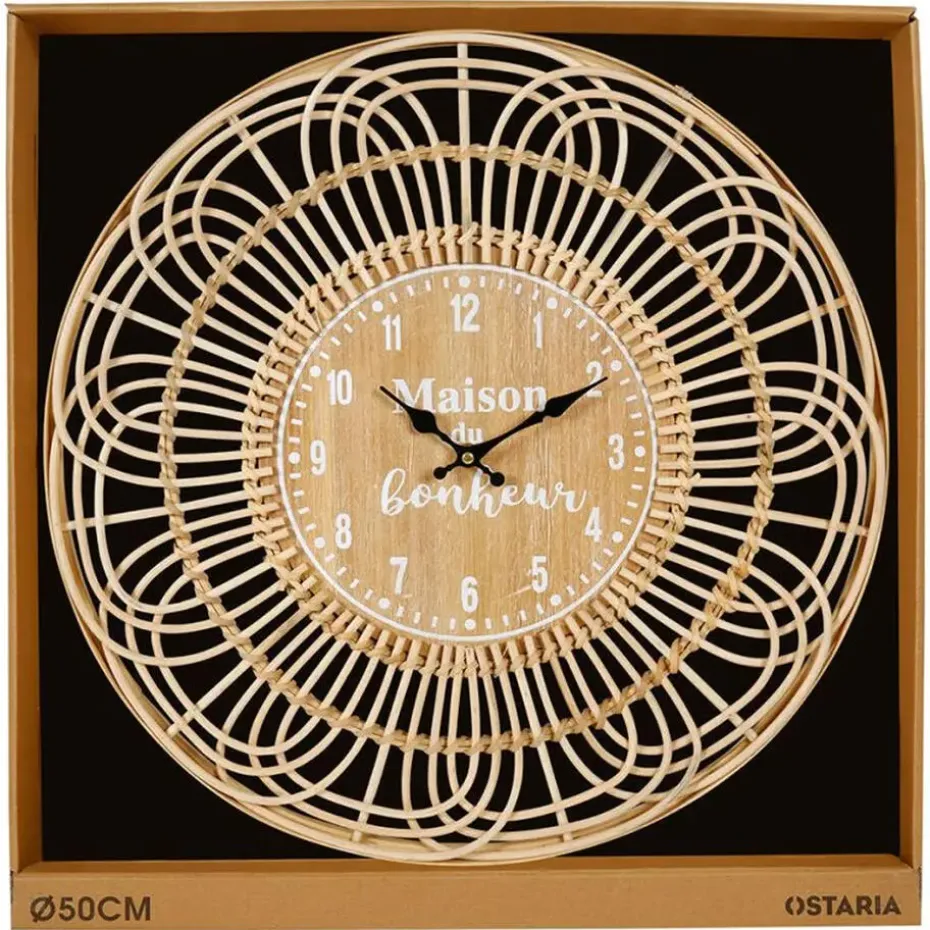 Ostaria Wandklok/muur klok - Ibiza stijl - D50 cm - naturel