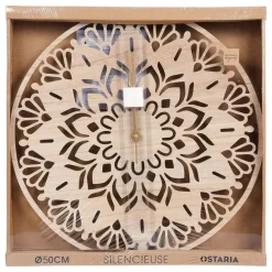 Ostaria Wandklok/muur klok Rosa - D50 cm - MDF - naturel - keuken