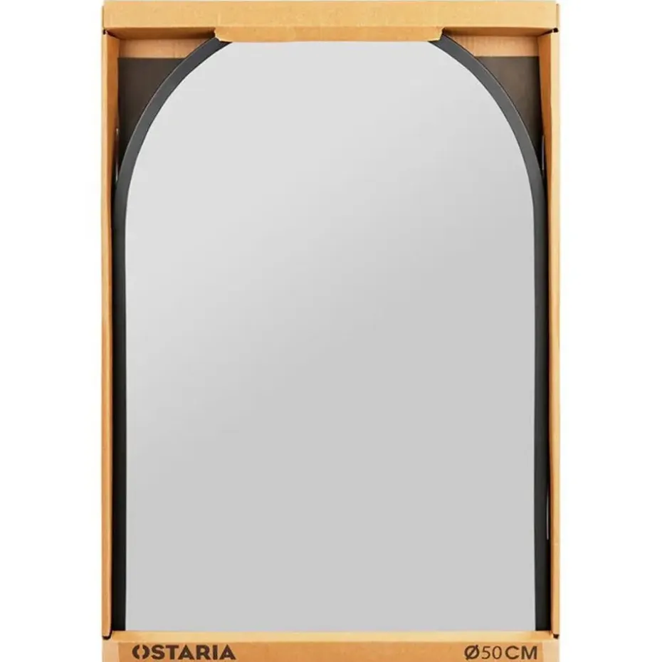 Ostaria Wandspiegel Arch - zwart - metaal - halfrond - 34 x 50 cm