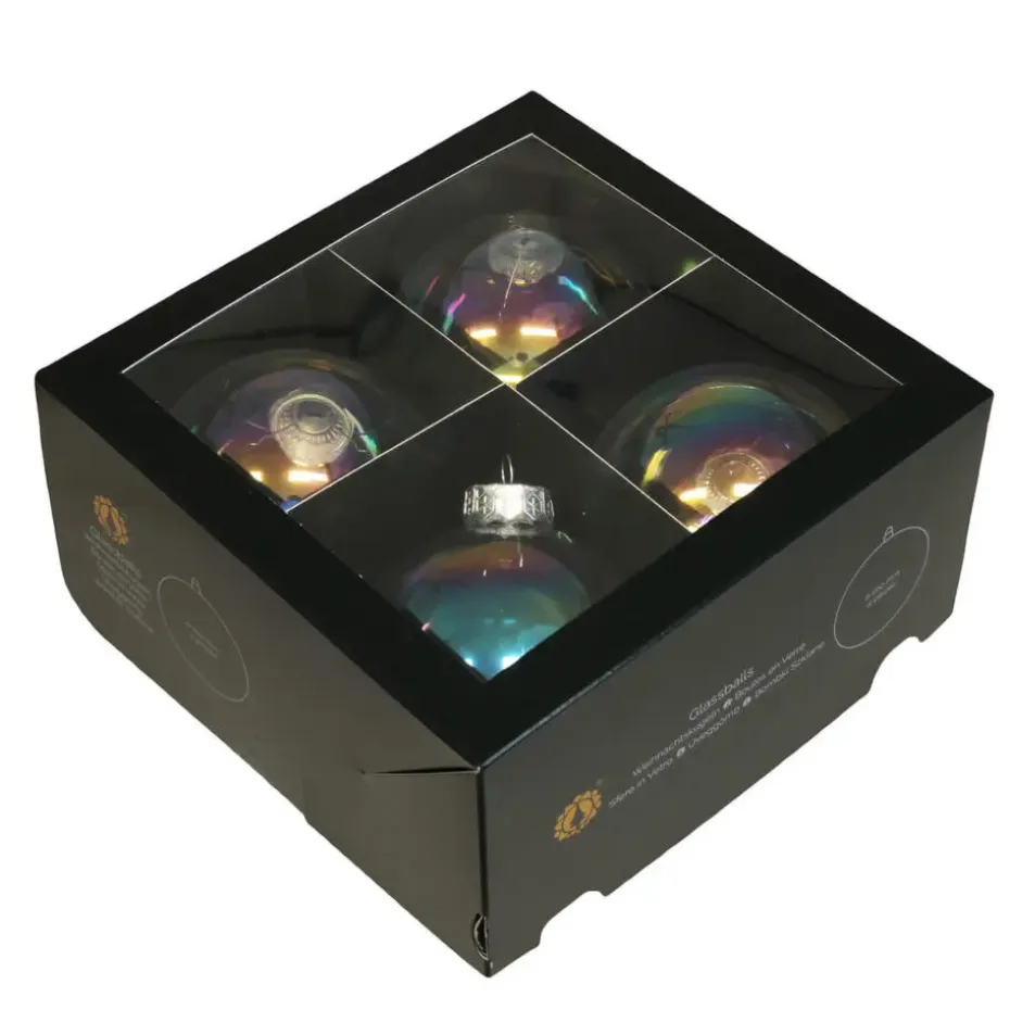 Othmar Decorations Kerstballen - 4x - parelmoer - glas -10 cm