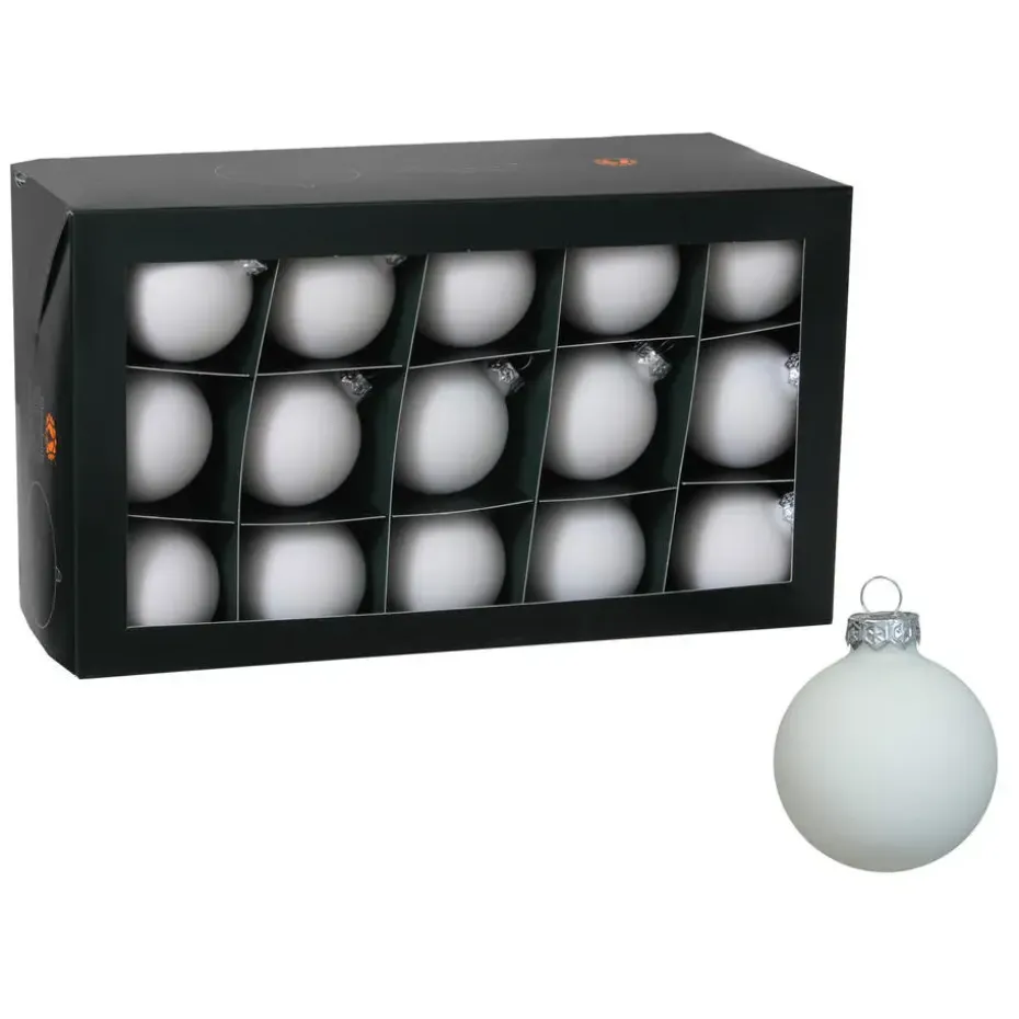 Othmar Decorations kerstballen - 36x - satijn wit - glas - 6 cm