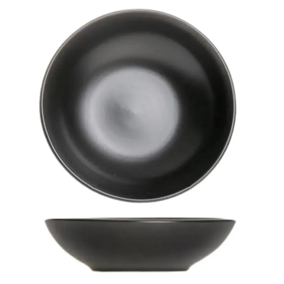 OTIX Bord 6 stuks Diep Soepborden Zwart Mat diameter 20,5cm Aardewerk IVY