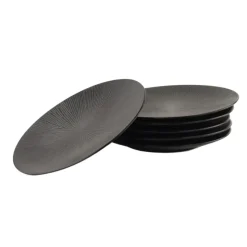 OTIX Dessert Ontbijt Bordenset 6 Persoons Zwart 21cm Keramiek POPPY