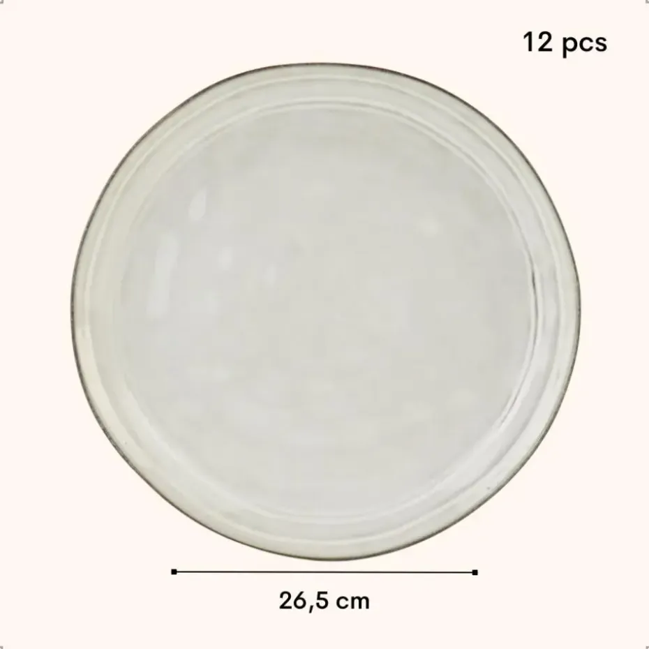 OTIX Diner Bordenset 12 Persoons Beige 26,5cm Keramiek LILY
